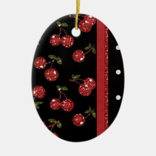 RAB Rockabilly Sehr Kirschen Schwarz Keramikornament