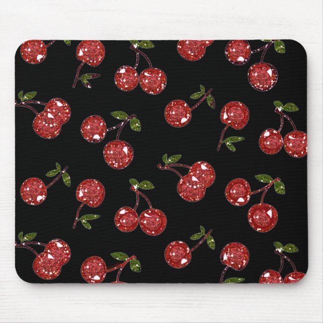 RAB Rockabilly sehr Kirschkirschen auf schwarz Mousepad (Vorne)