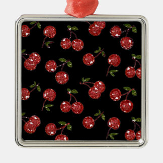 RAB Rockabilly sehr Kirschkirschen auf schwarz Ornament Aus Metall