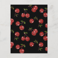 RAB Rockabilly sehr Kirschkirschen auf schwarz