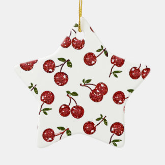 RAB Rockabilly, sehr Kirschkirschen auf Weiß Keramik Ornament