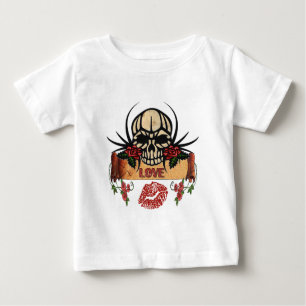 RAB Rockabilly Skull Rose Liebe Lipstick Baby T-shirt