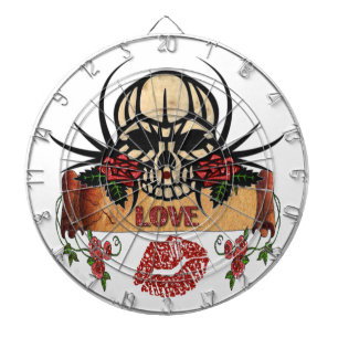 RAB Rockabilly Skull Rose Liebe Lipstick Dartscheibe
