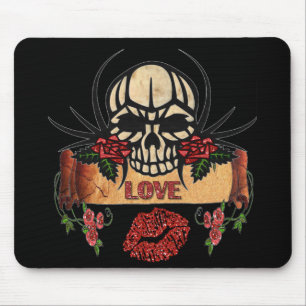 RAB Rockabilly Skull Rose Liebe Lipstick Mousepad