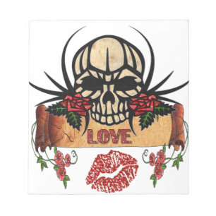 RAB Rockabilly Skull Rose Liebe Lipstick Notizblock