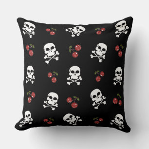 RAB Rockabilly Skulls and Cherries on Black Kissen