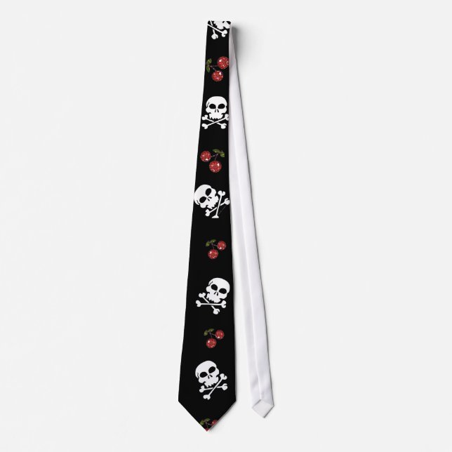 RAB Rockabilly Skulls and Cherries on Black Krawatte (Vorderseite)