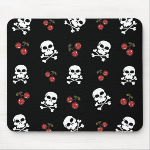 RAB Rockabilly Skulls and Cherries on Black Mousepad