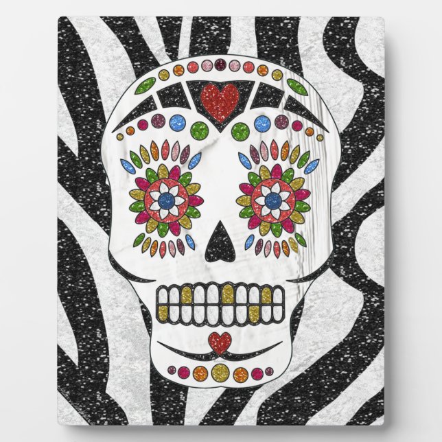 RAB Rockabilly Sugar Skull auf Zebra Print Fotoplatte (Vorderseite)