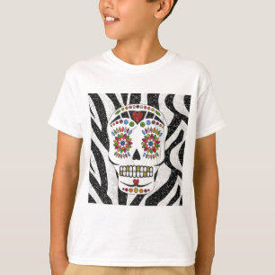 RAB Rockabilly Sugar Skull auf Zebra Print T-Shirt