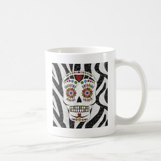 RAB Rockabilly Sugar Skull auf Zebra Print Tasse (Rechts)