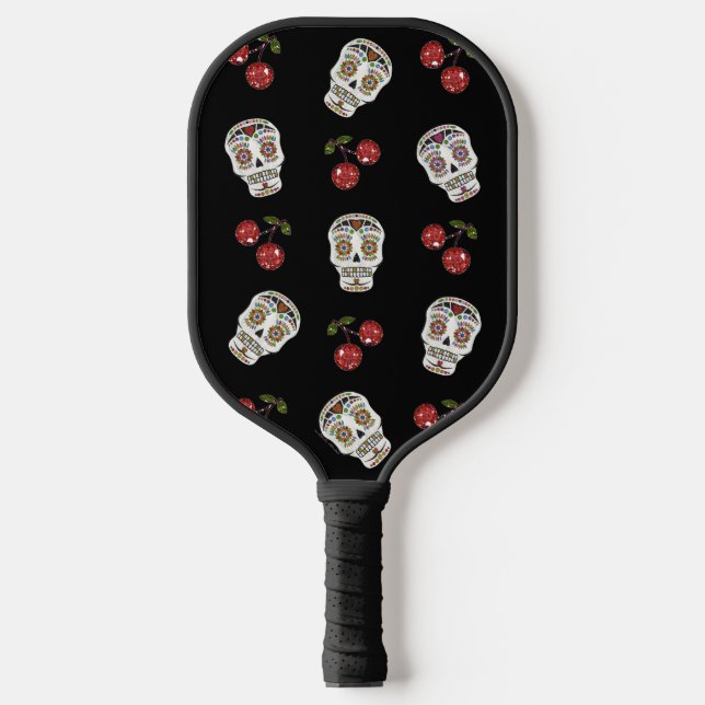 RAB Rockabilly Sugar Skulls and Cherries Pickleball Schläger (Vorderseite)