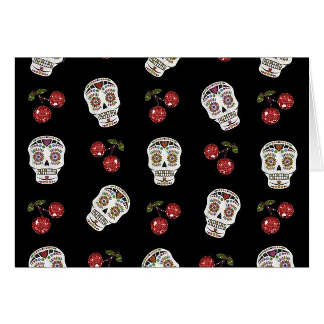 RAB Rockabilly Sugar Skulls Kirschen Kirschen auf  (Vorderseite (Horizontal))