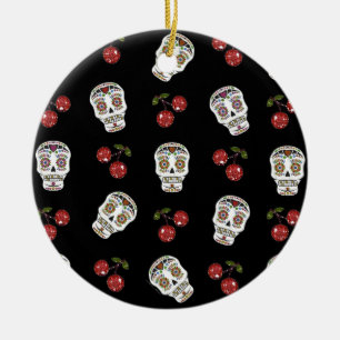 RAB Rockabilly Sugar Skulls Kirschen Kirschen auf  Keramikornament
