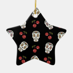 RAB Rockabilly Sugar Skulls Kirschen Kirschen auf  Keramikornament