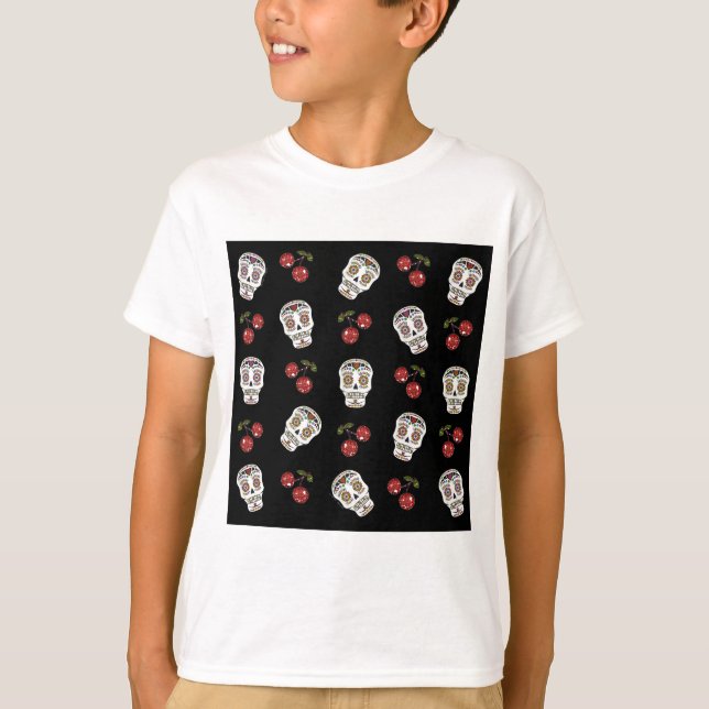 RAB Rockabilly Sugar Skulls Kirschen Kirschen auf  T-Shirt (Vorderseite)
