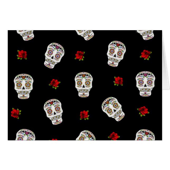 RAB Rockabilly Sugar Skulls Rose auf schwarz (Vorderseite (Horizontal))