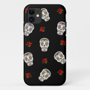 RAB Rockabilly Sugar Skulls Rose auf schwarz Case-Mate iPhone Hülle