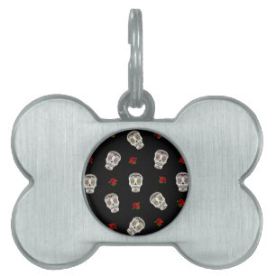 RAB Rockabilly Sugar Skulls Rose auf schwarz Tiermarke