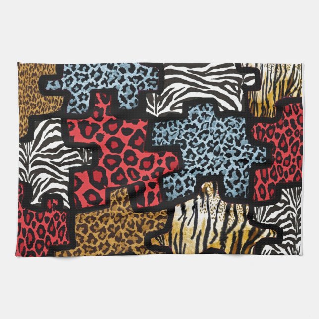 RAB Rockabilly Tierdruck-Puzzle Geschirrtuch (Horizontal)