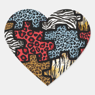 RAB Rockabilly Tierdruck-Puzzle Herz-Aufkleber