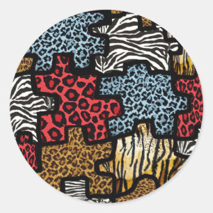 RAB Rockabilly Tierdruck-Puzzle Runder Aufkleber
