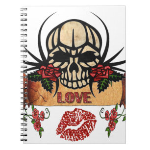 RAB Rockabilly Totenkopf Rosen Lippenstift Liebe Notizblock