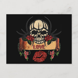 RAB Rockabilly Totenkopf Rosen Lippenstift Liebe Postkarte