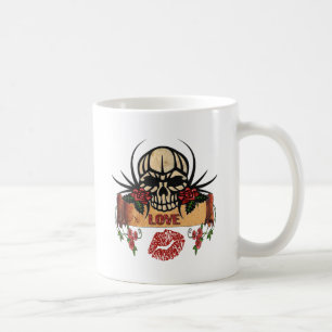 RAB Rockabilly Totenkopf Rosen Lippenstift Liebe Tasse