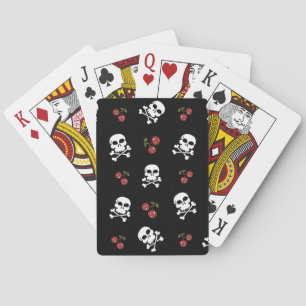 RAB Rockabilly Totenköpfe und Kirschen auf Schwarz Spielkarten