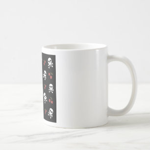 RAB Rockabilly Totenköpfe und Kirschen auf Schwarz Tasse