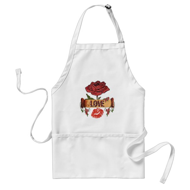 RAB Rockabilly Valentine Roses, Love & Lipstick Schürze (Vorne)