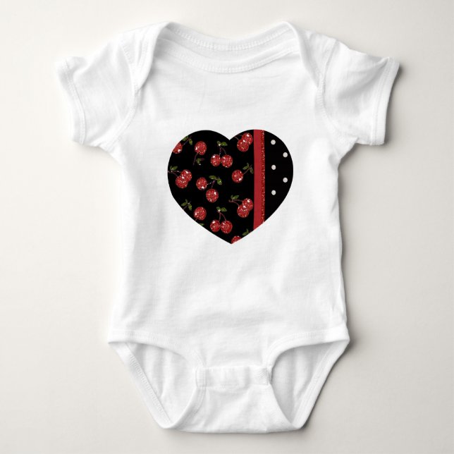 RAB Rockabilly Very Cherry Cherries Black Baby Strampler (Vorderseite)
