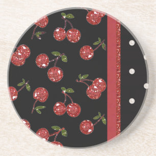 RAB Rockabilly Very Cherry Cherries Black Getränkeuntersetzer