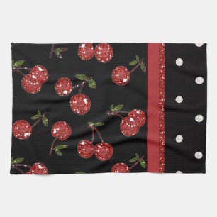 RAB Rockabilly Very Cherry Cherries Black Handtuch