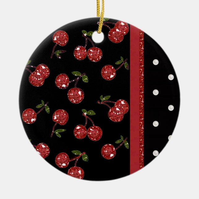RAB Rockabilly Very Cherry Cherries Black Keramikornament (Vorne)