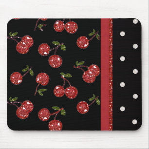 RAB Rockabilly Very Cherry Cherries Black Mousepad