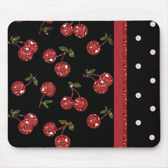 RAB Rockabilly Very Cherry Cherries Black Mousepad (Vorne)