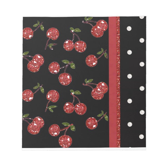 RAB Rockabilly Very Cherry Cherries Black Notizblock (Vorderseite)