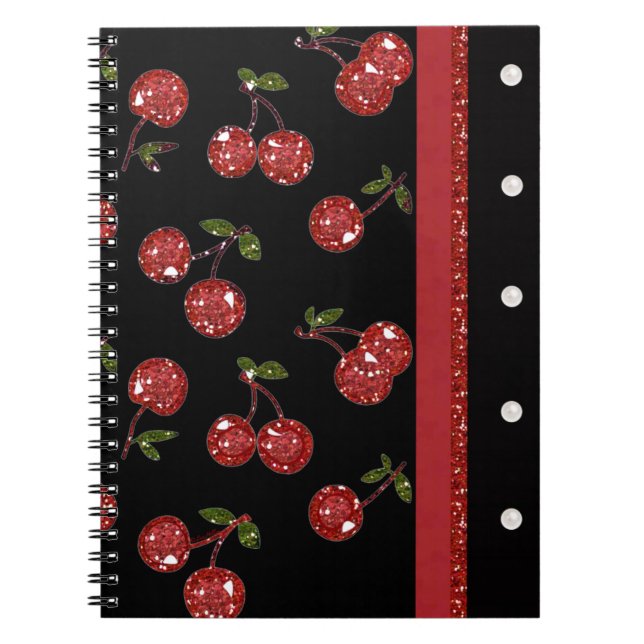 RAB Rockabilly Very Cherry Cherries Black Notizblock (Vorderseite)