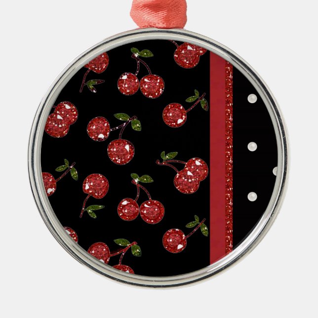 RAB Rockabilly Very Cherry Cherries Black Ornament Aus Metall (Vorne)