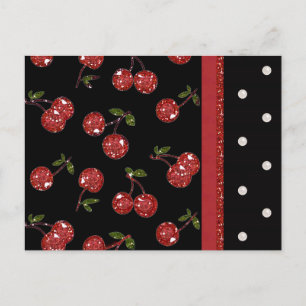 RAB Rockabilly Very Cherry Cherries Black Postkarte