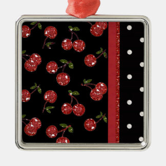 RAB Rockabilly Very Cherry Cherries Black Silbernes Ornament