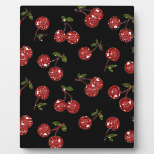 RAB Rockabilly Very Cherry Cherries On Black Fotoplatte