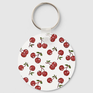 RAB Rockabilly Very Cherry Kirschen Auf Weiß Schlüsselanhänger