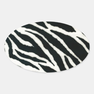 RAB Rockabilly Zebra Print Black & White Ovaler Aufkleber