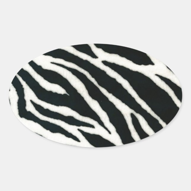 RAB Rockabilly Zebra Print Black & White Ovaler Aufkleber (Vorderseite)