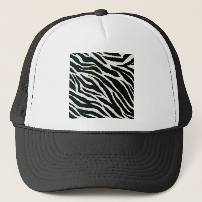 RAB Rockabilly Zebra Print Black & White Truckerkappe (Vorderseite)