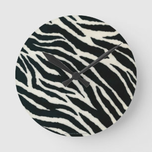 RAB Rockabilly Zebradruck Schwarz & Weiß Runde Wanduhr