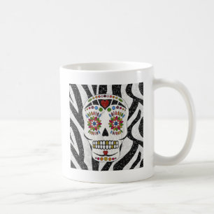 RAB Rockabilly Zucker-Schädel auf Zebradruck Tasse